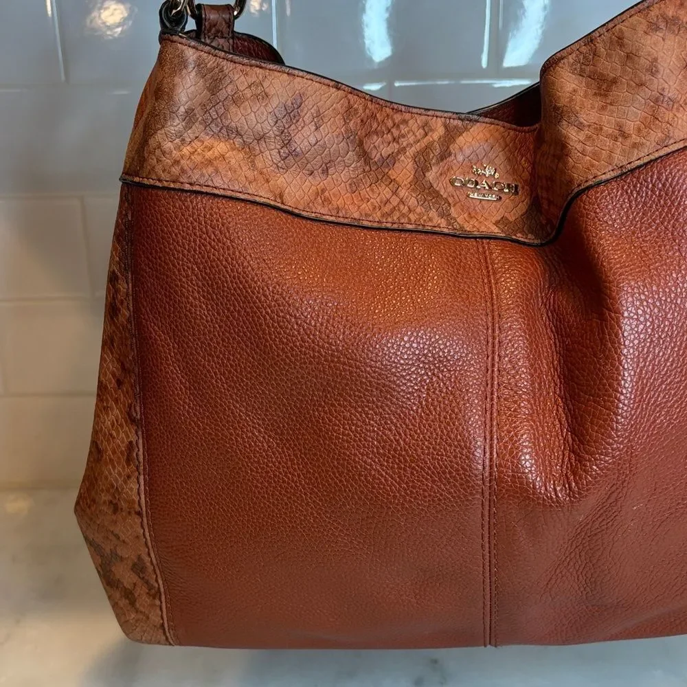 Coach Bag Purse Handbag Lexy Leather Snakeskin Pocketbook Shoulder Bag - HTF
